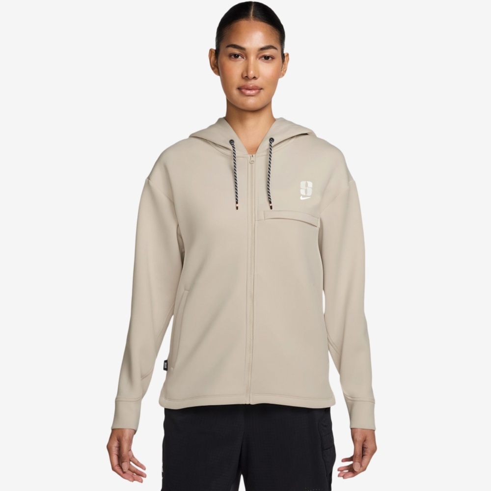 NIKE Dri-FIT Sabrina Full Zip Hoodie Light Orewood Brown Size XL NEW